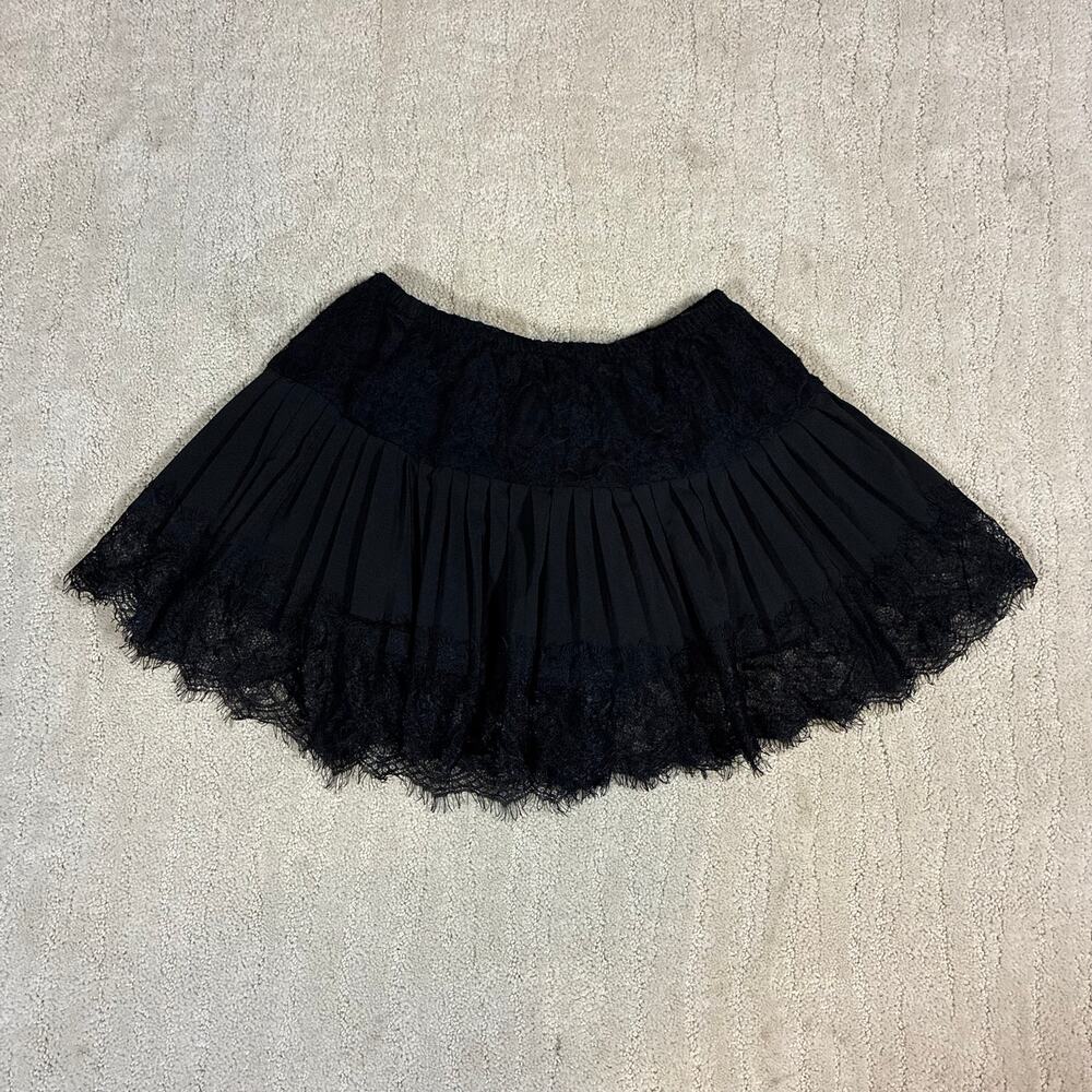 Y2K Style Womens XXS/XS Black Lace Whimsigoth Mini Skirt Grunge Goth Fairycore